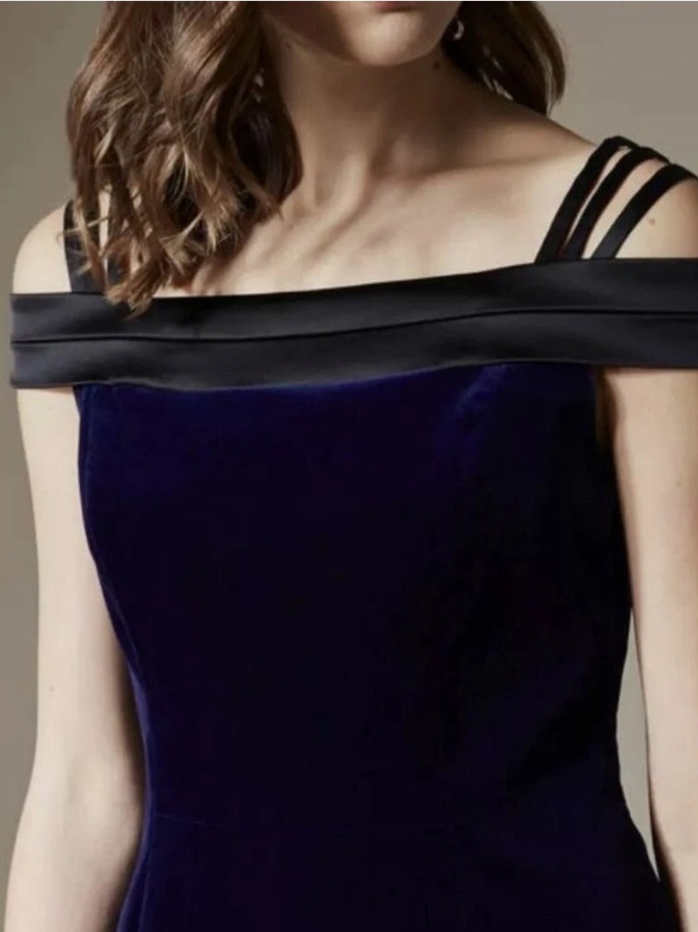 Velvet Off-Shoulder Mini Dress in Deep Blue